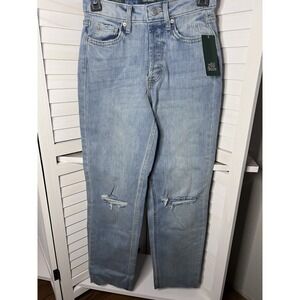 NWT Wild Fable Women's Sz 00 Super High Rise Distressed Straight Jeans Buttonfly